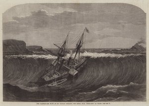 La ola del terremoto en St Thomas golpeando el Royal Mail Steam-Ship La Plata